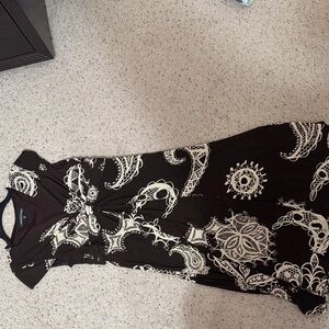 Jones New York Black and White Sleeveless Sheath Maxi Dress